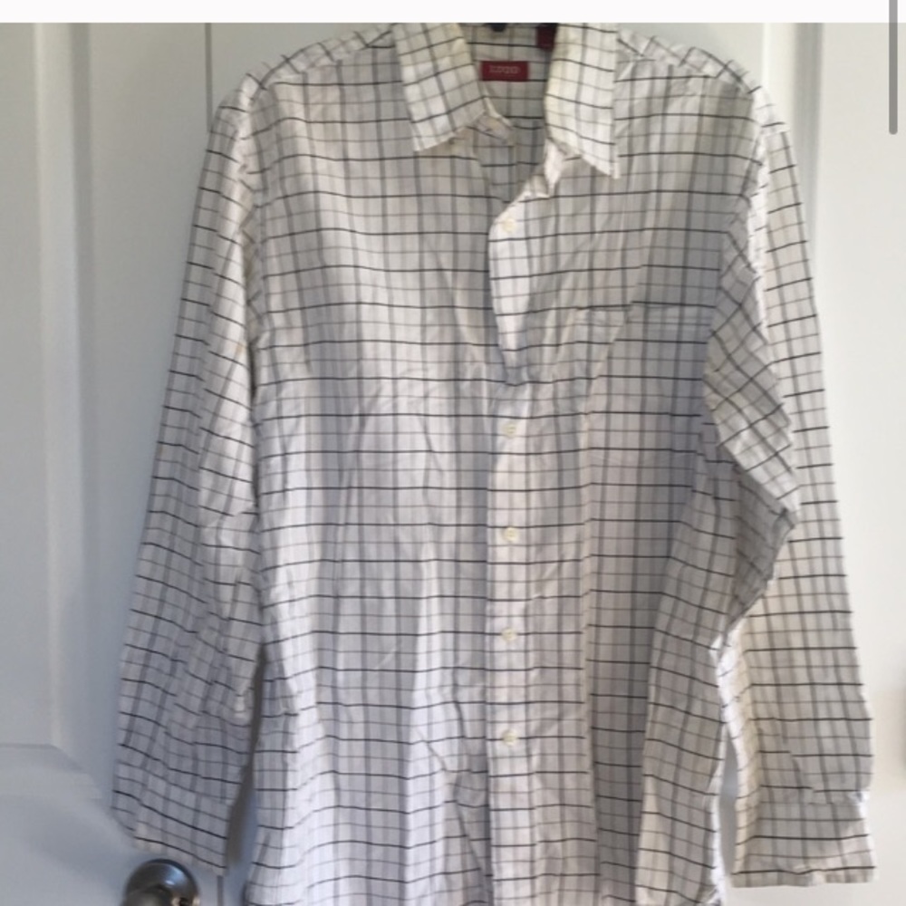 IZOD men’s black white checker button down long sleeve casual shirt size medium
